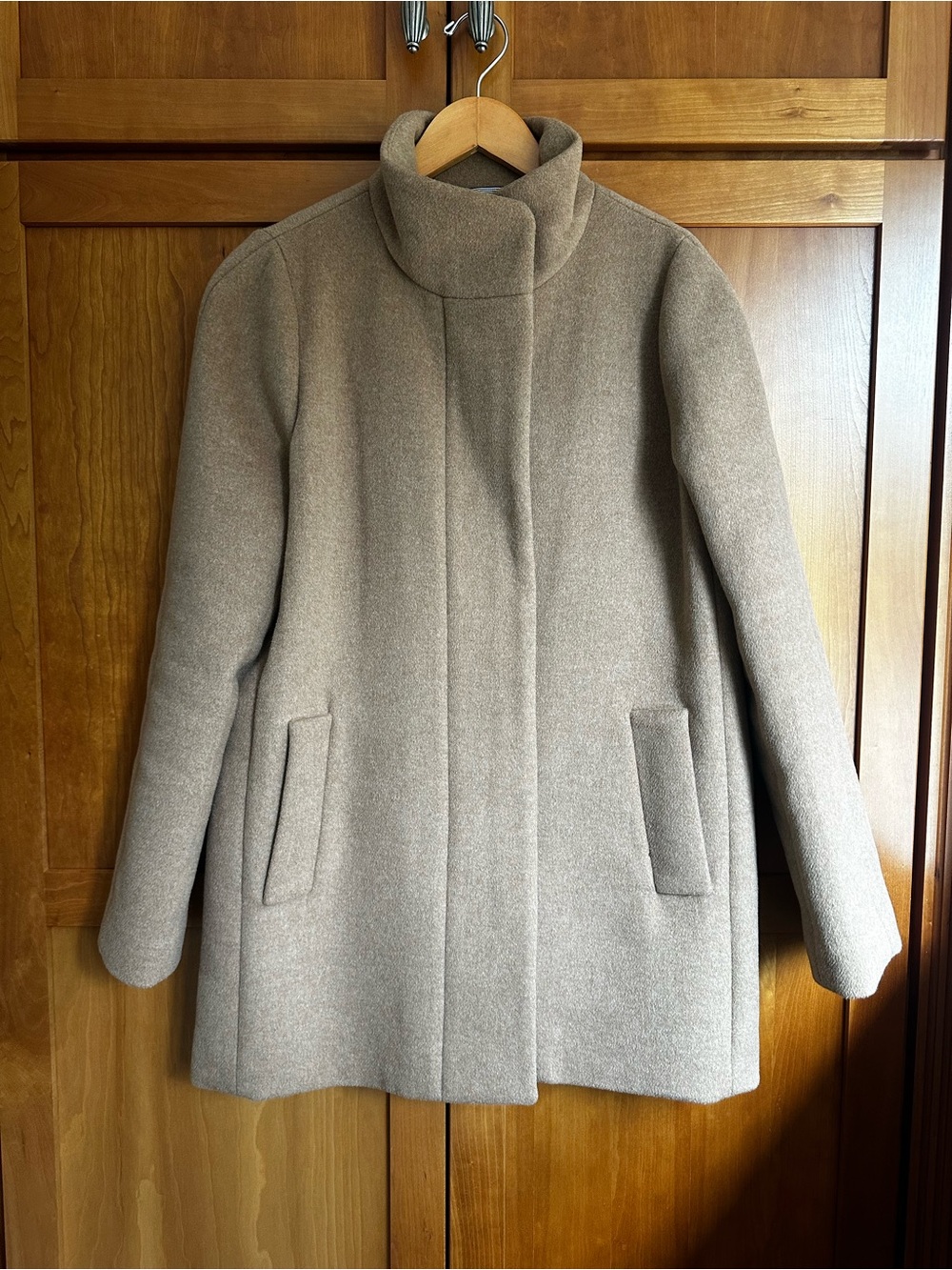 J. Crew Taupe Stand-Collar Wool-Blend Pea Coat